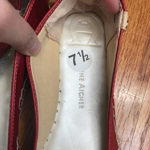 Etienne Aigner Red Leather Espadrille Flats 7.5 - Picture 4 of 6